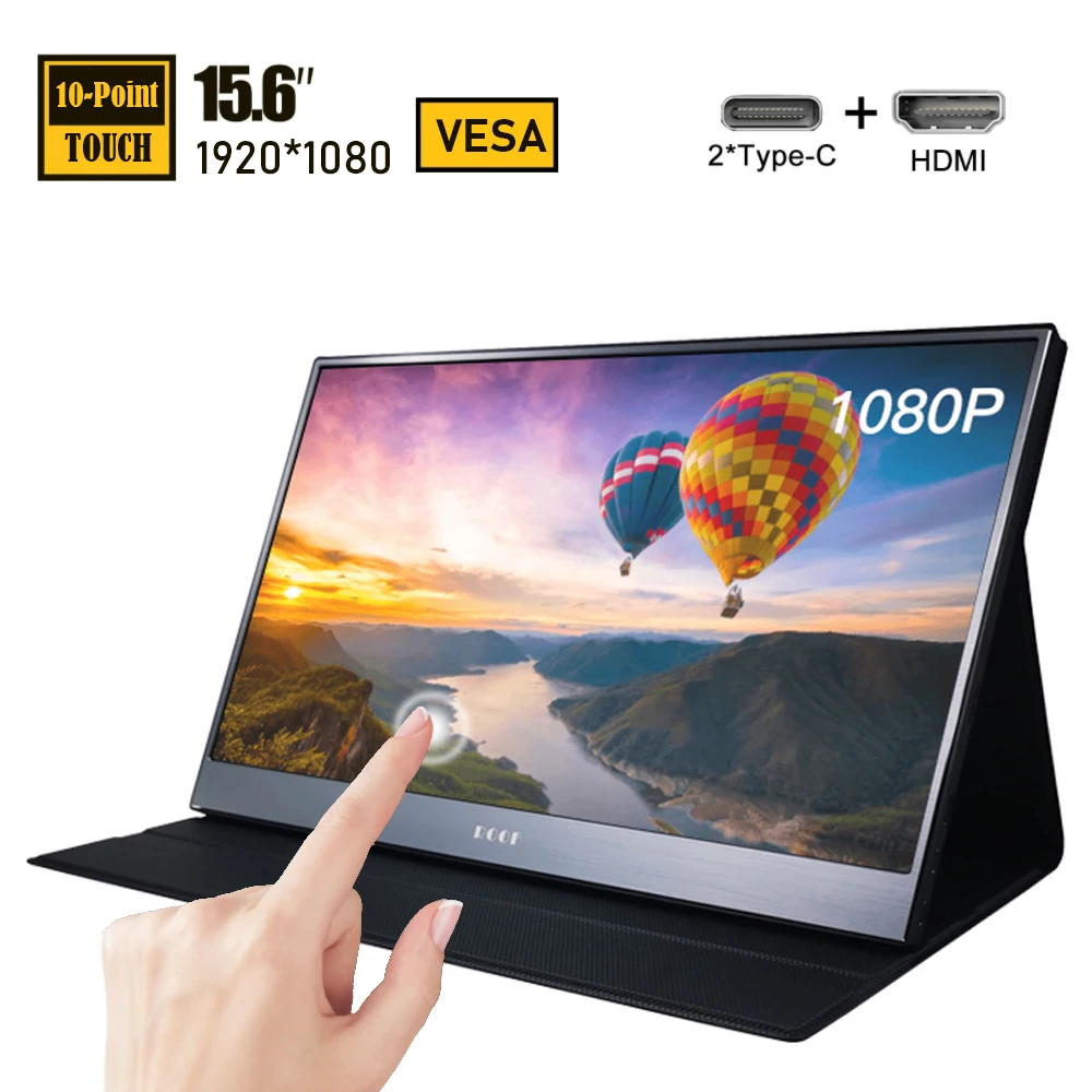 15 6 дюймовый сенсорный экран портативный СВЕТОДИОДНЫЙ монитор FHD USB C компьютер