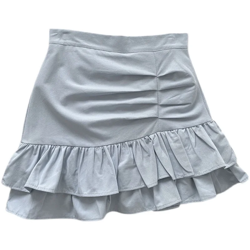 

Summer new Korean of the lotus leaf temperament high waist bag hip A-line fishtail skirt