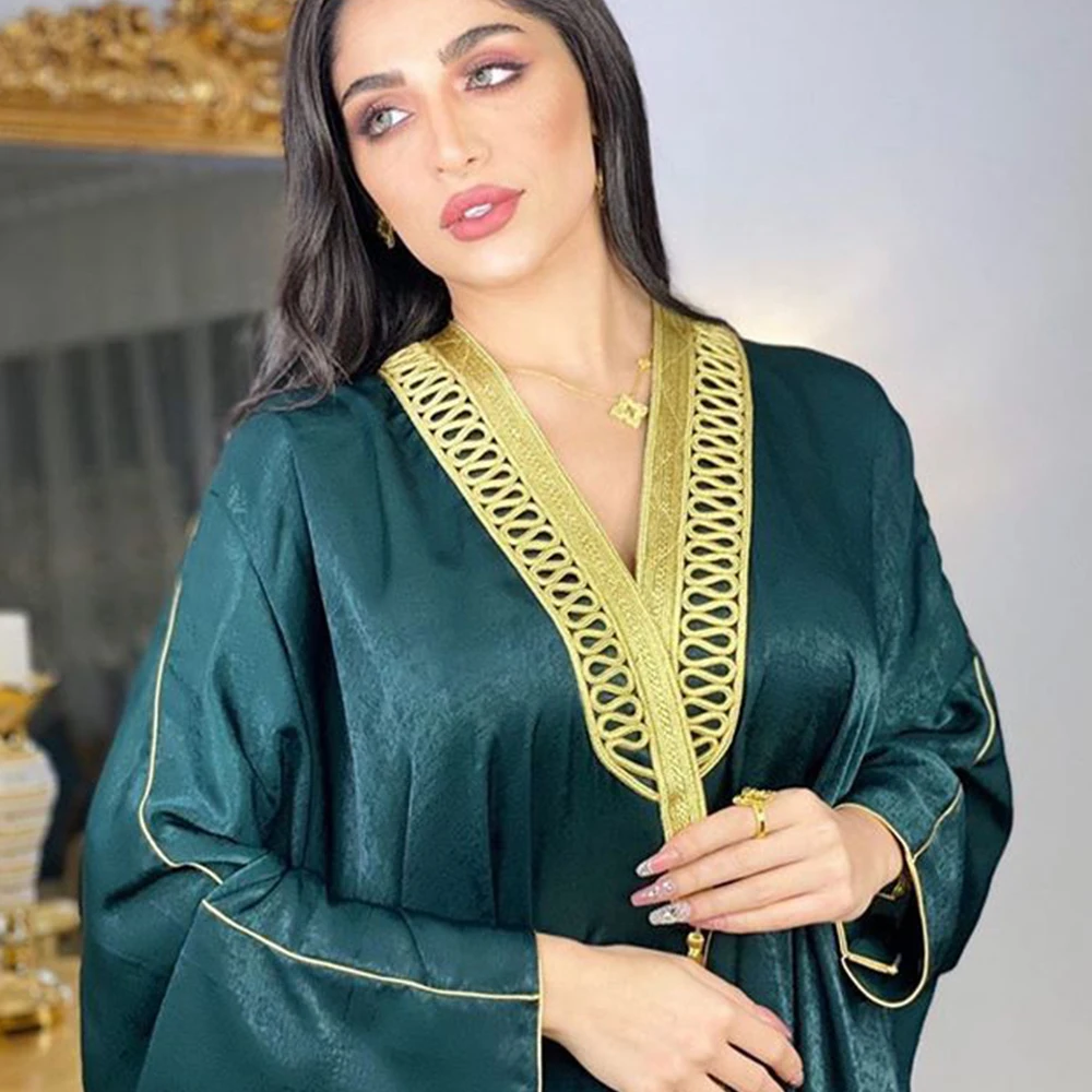 Siskakia марокканский кафтан Дубай Открытое платье платья для женщин Золотая лента