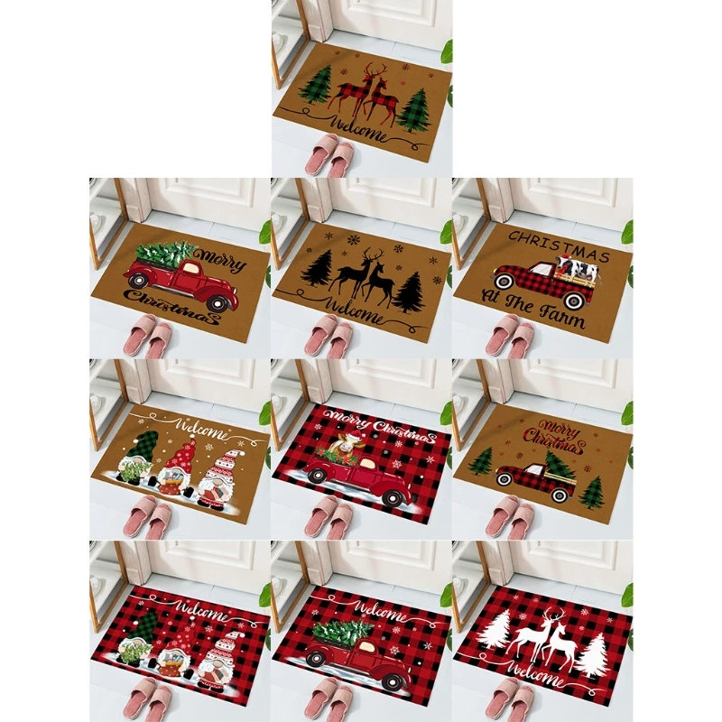 

Рождественский Коврик для двери T8WE, декоративный коврик в виде елки гнома, нескользящий моющийся зимний дверной коврик для дома, улицы, ванн...