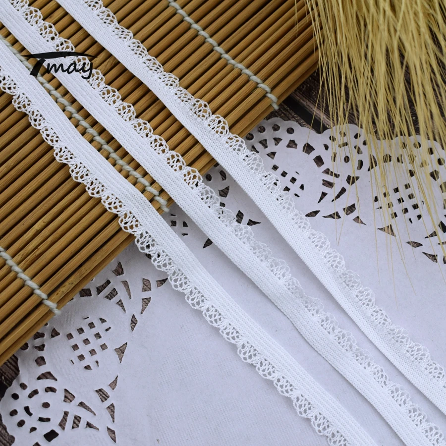 #1597 эластичные ленты с классическим рисунком белая Резиновая лента оборками