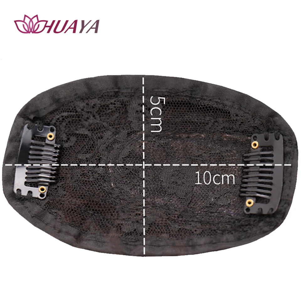 HUAYA Women Clip In Hair Extensions Middle part Bangs Topper Corn wave Synthetic Black Brown Fake Hairpiece | Шиньоны и парики