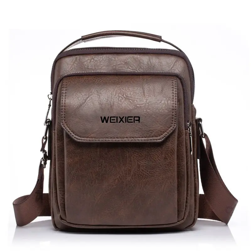 Weysfor Retro Men's Handbag Shoulder Bag High Quality PU Leather Crossbody Business Bag Male Messenger Luxury Bags Designer Bag