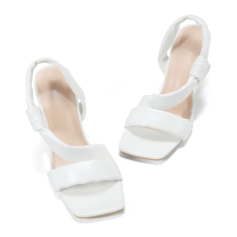 

Cross Sandals Straps Cross-Shoes Large Size High Heels Big High-heeled Stiletto PU Fabric Cross-tied Rubber Slides Thin