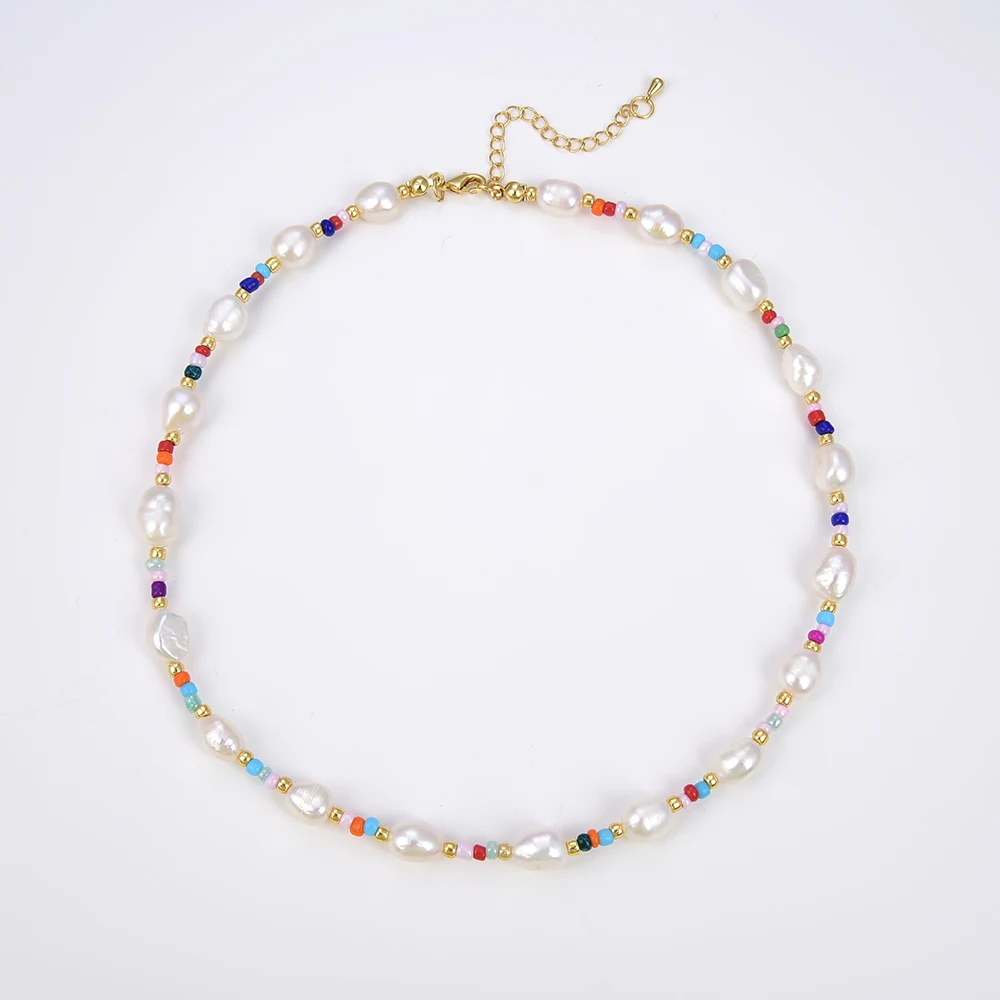 

KKBEAD Boho Baroque Pearl Necklace Natural Freshwater Pearl Chokers Luxury Bohemia Beach Wedding Necklaces Gift for Women