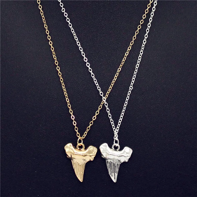 Модная классика зубы акулы колье-чокер ожерелье для женщин Vinatge Золотой