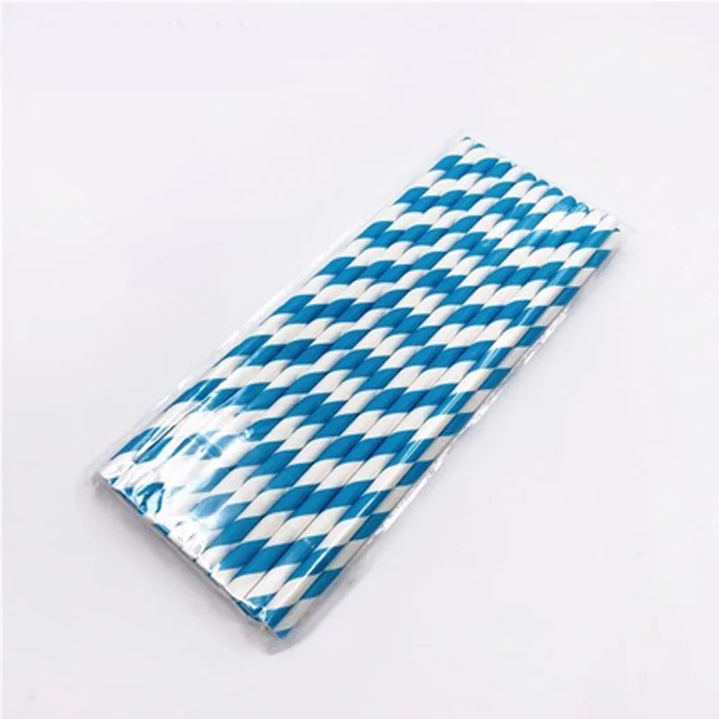 Одноразовые straws25Pcs Еда класс Бумага одноразовая трубочка для питья полосатая