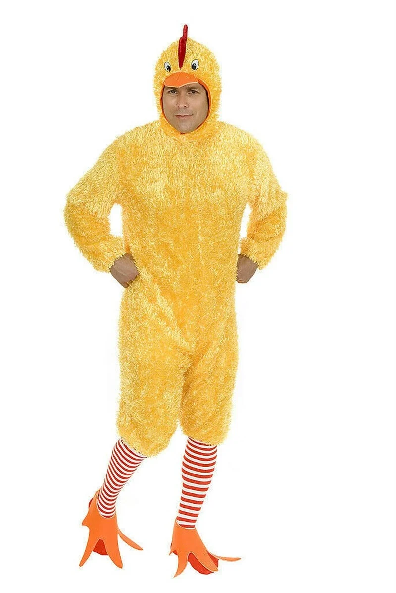 

ADULT MENS YELLOW FUNKY CHICKEN BIRD FARM ANIMAL COSTUME ROOSTER COCK MASCOT