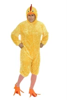 adult mens yellow funky chicken bird farm animal costume rooster cock mascot