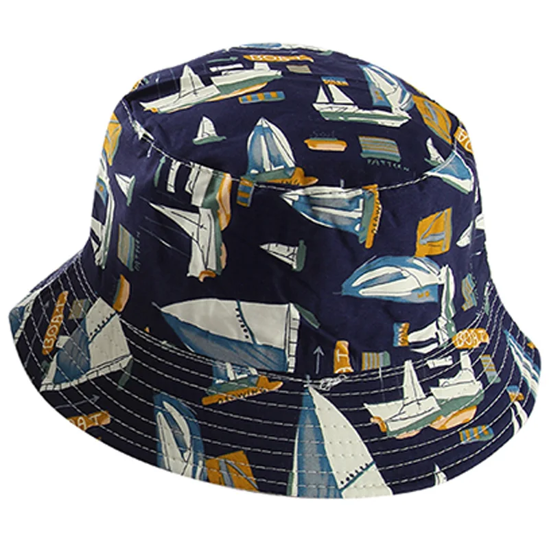 Двухсторонняя белая темно-синяя Парусная шляпа в рыбацком стиле женская панама