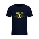 Футболка с логотипом Vault Tec, игровая футболка для видеоигр Fallout 2, 3, 4, топы, футболки с круглым вырезом, Мужская классическая повседневная одежда, модная хлопковая футболка