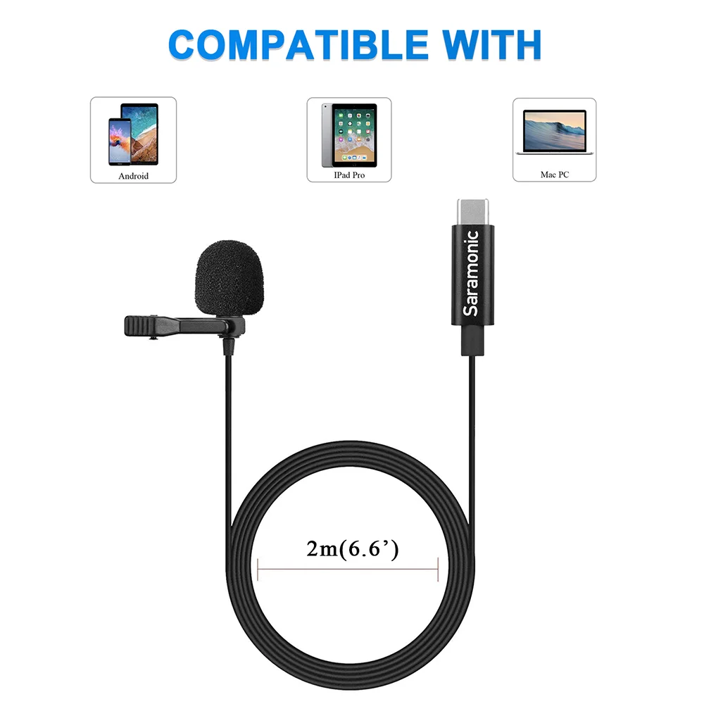 Saramonic LavMicro U3A цифровой Тип USB-C петличный микрофон с 90 ° USB-адаптер совместимj типа