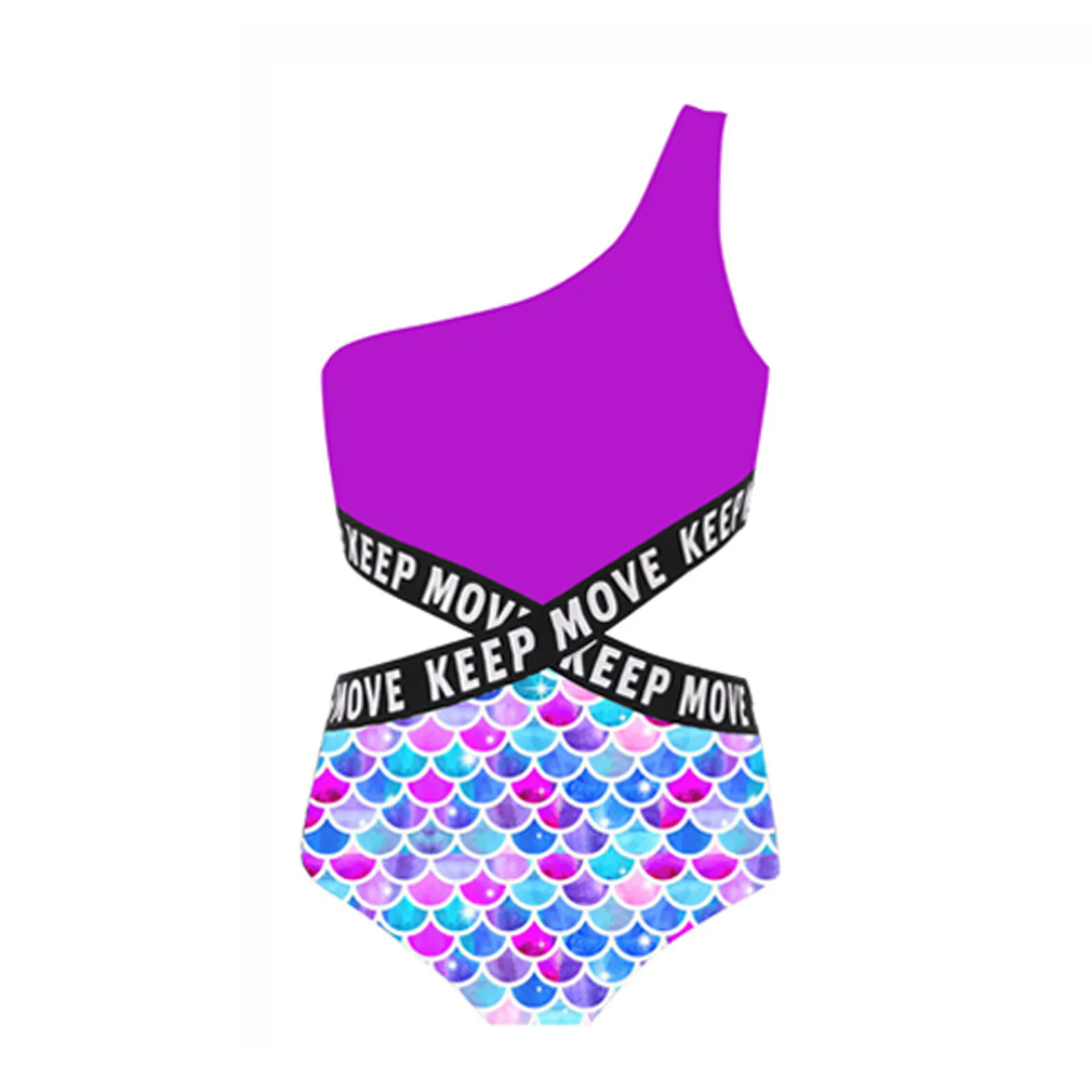 Цельный купальник для девочек-подростков с принтом на одно плечо детские