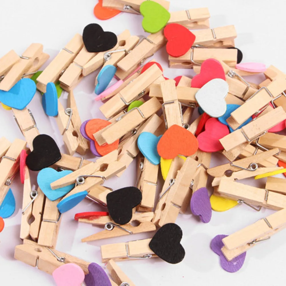 10 шт./лот мини-кубик в форме сердца деревянный зажим сделай сам фото памятка
