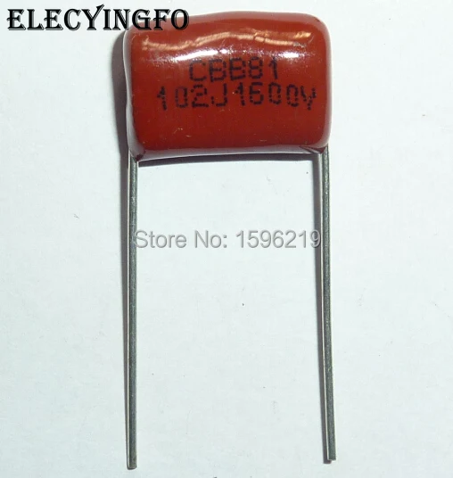 

50pcs CBB capacitor 102 1600V 102J 1.6KV 1000pF 1nF P15 CBB81 Metallized Polypropylene Film Capacitor