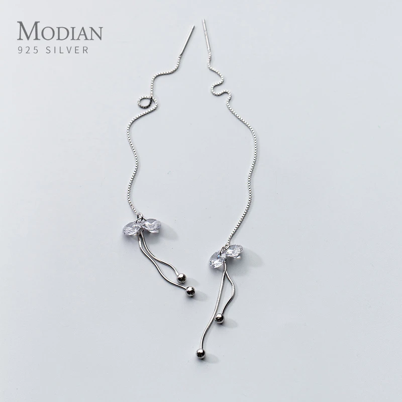 Modian 925 Стерлинговое Серебро Длинная цепочка качели с кубическим цирконием