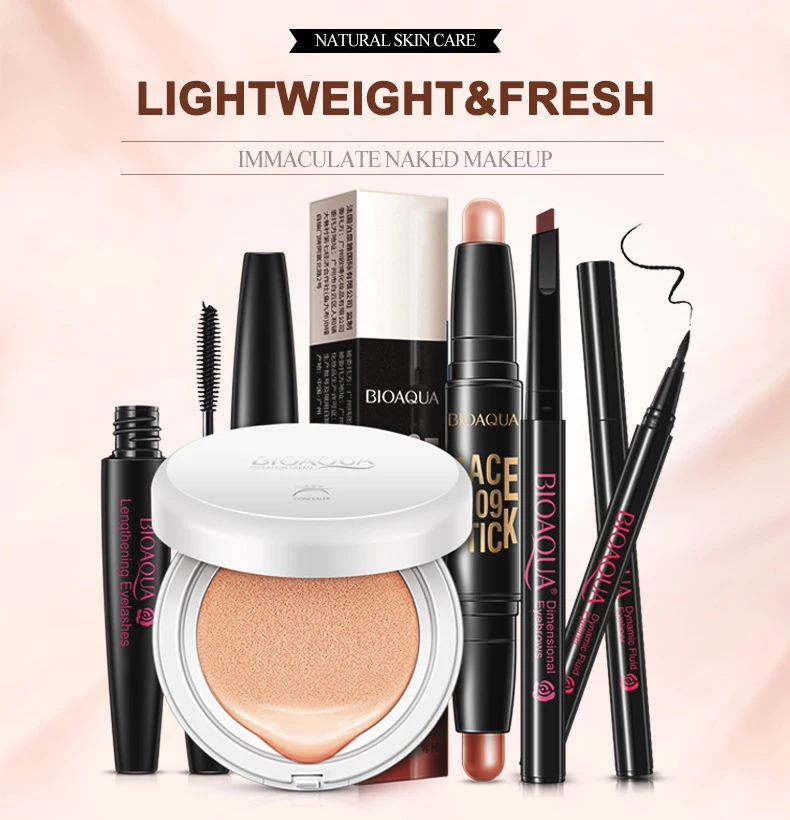 

Bioaoua Makeup Set 5 in 1 Air Cushion BB Cream Contour Stick Eyebrow Pencil Mascara Eyeliner High Quality Beauty Cosmetics Set