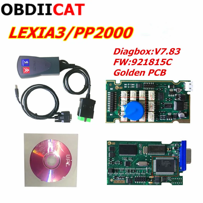 OBDIICAT Lexia3 V7.83 прошивка 921815C Lexia 3 PP2000 Автомобильный сканер диагностический инструмент с высококачественной Золотой печатной платой Diagbox