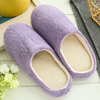 women indoor slippers winter plush warm shoes solid color home soft slippers unisex floor flat shoes comfort cotton slippers men