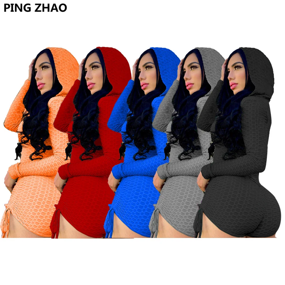 

PING ZHAO Women Two 2 Piece Set Outfit Fashion Active Tracksuit Hoodies Tops and Shorts Matching Set Sport Sweatsuit