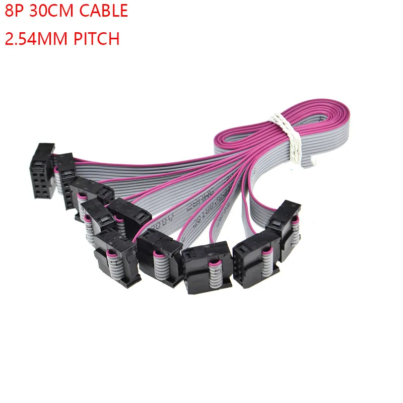 10PCS FC-8p 30CM 2.54MM pitch JTAG AVR ISP DOWNLOAD CABLE 8P WIRE 8PIN Gray Flat Ribbon Data Cable FOR DC3 IDC BOX HEADER - купить по