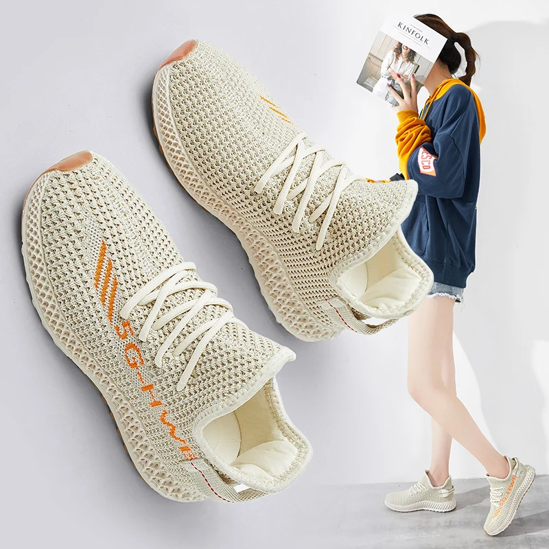 Модные женские дышащие кроссовки на платформе Вулканизированная спортивная