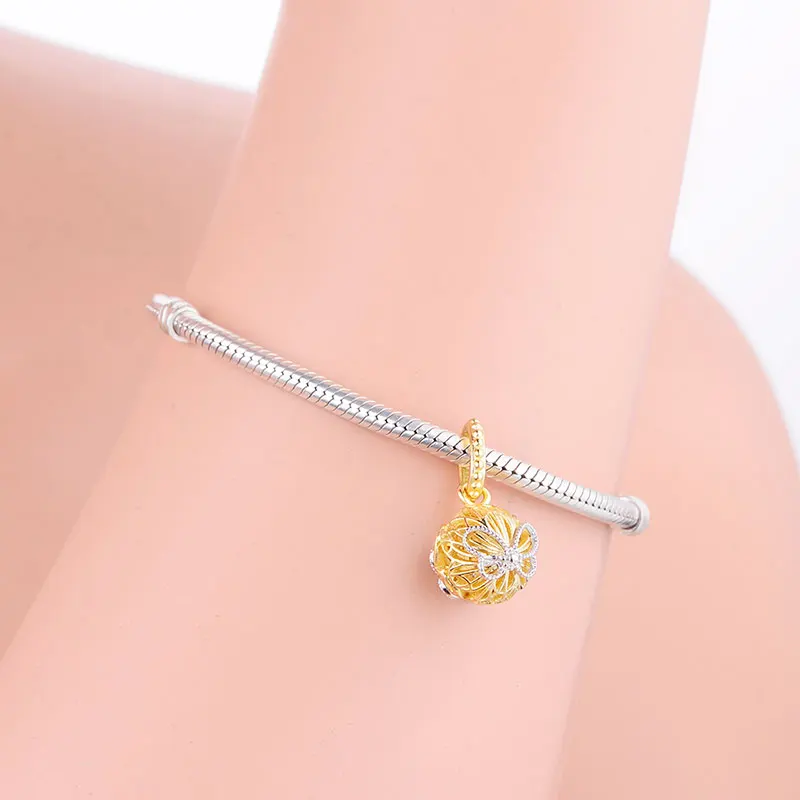 Подвеска в виде шара из серебра 925 пробы золотого цвета | Украшения и аксессуары