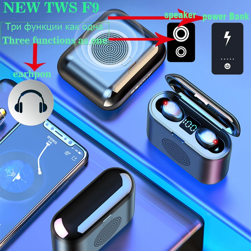 Оригинальный TWS F9 airprod earphon add bafle bluetooth синий зуб мини колонки динамик коробка