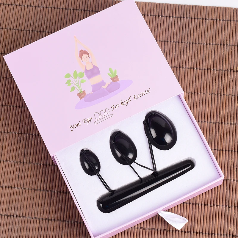 Яйцо из обсидиана йони палочка Подарочная коробка натурального камня сверло для