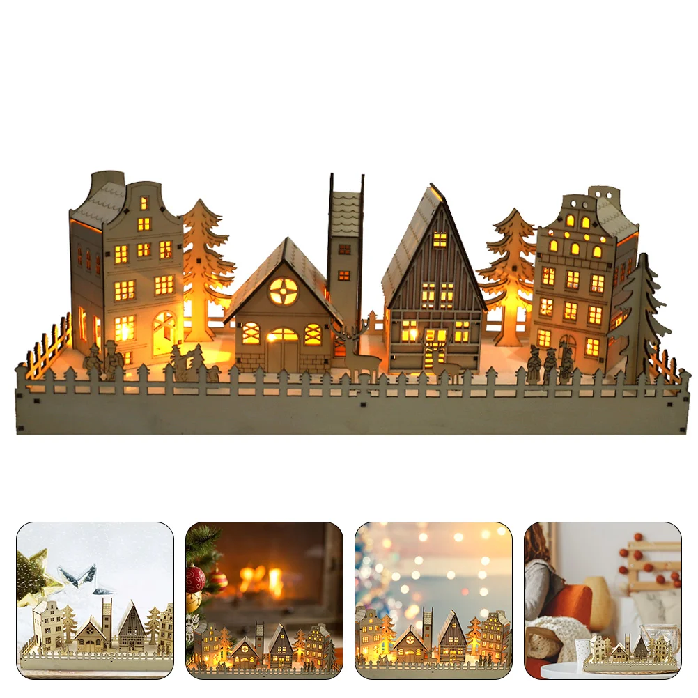 

1PC Xmas LED Luminous Log Cabin Decor Household Christmas Tabletop Adornment