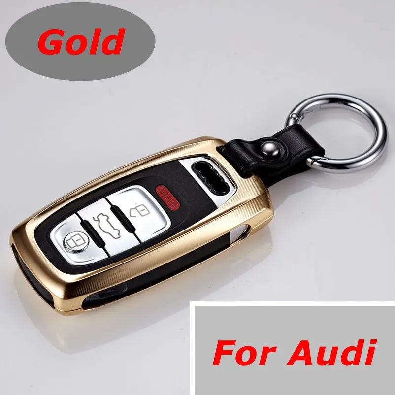 

New Style Aluminum Car Key Case Cover With Key Chain For Audi A4 Q3 Q5 Q7
