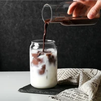 creative glass cup can shape tea juice milk coffee mug wine glass drink cup high borosilicate glass durable drinkware