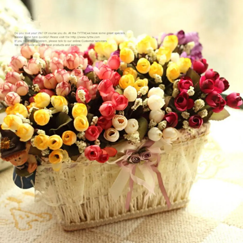 1 шт 15 головок красивый маленький бутон розы прицветник искусственные шелковые