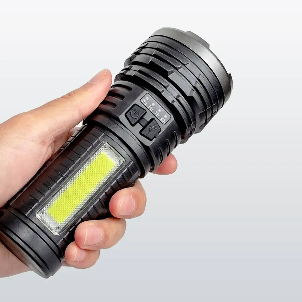 

XANES Portable Outdoor Lighting LED COB Flashlight Camping Bicycle Self Defence Torch Light 18650 USB Rechargeable Flashlight