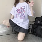 Футболка женская в стиле аниме, Повседневная Свободная рубашка в стиле Харадзюку, милые топы в стиле хип-хоп, лето