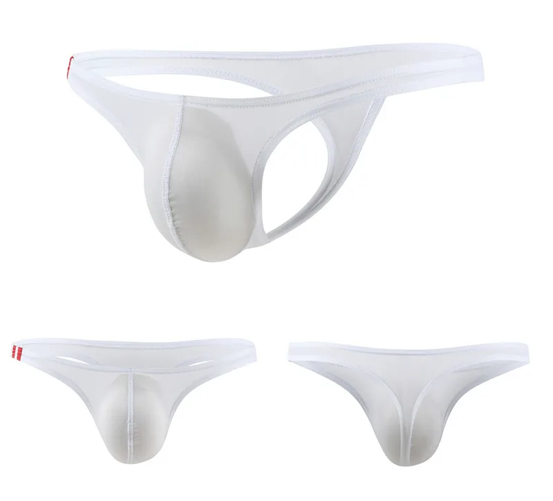 10PCS Sexy Men Thong Briefs Underwear Thong Ice Silk Thin Panties Men Lingerie Brief Male Underpants