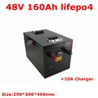 Литиевая батарея 48v 160AH lifepo4 BMS 16S для 4800W трехколесного велосипеда гольф-кары Солнечный аккумулятор скутер Инвертор + зарядное устройство 10A