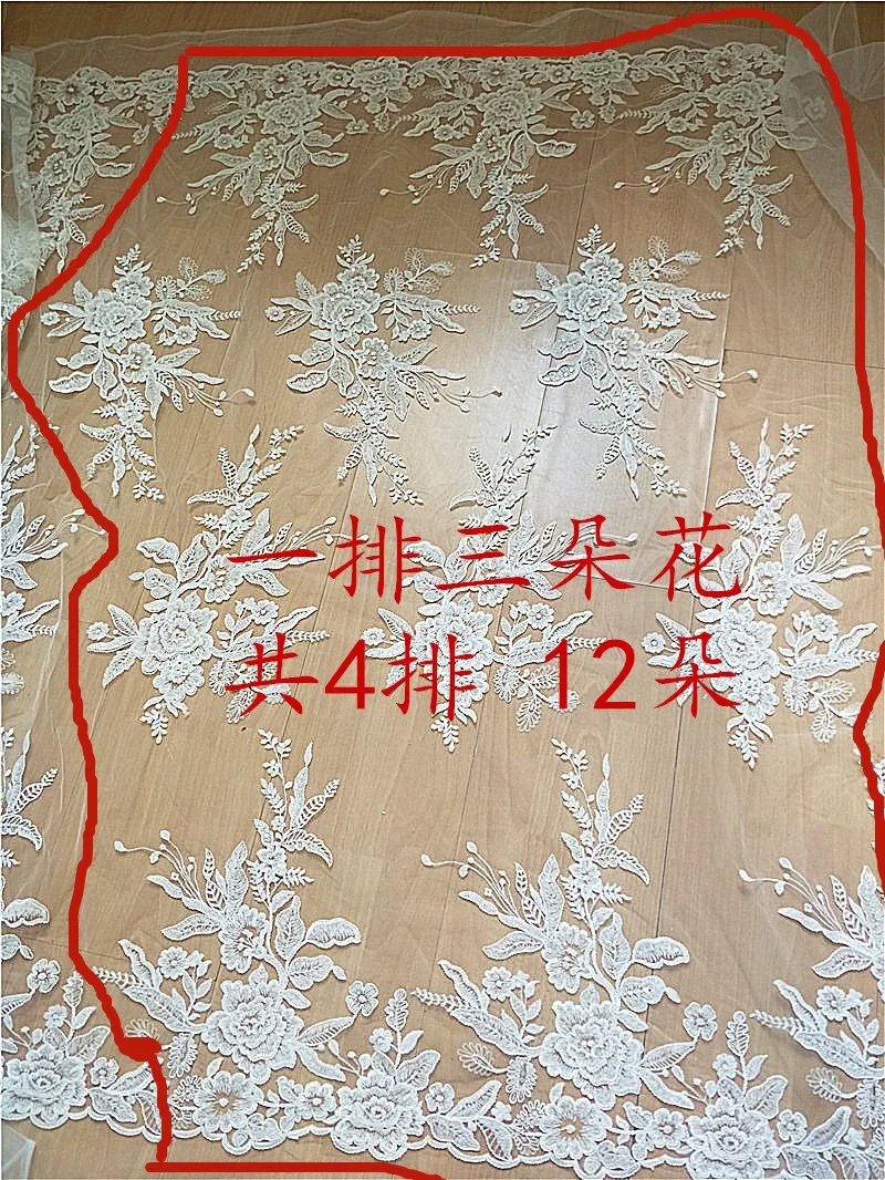 1 ярд аленкон кружевная ткань цвета слоновой кости с изящным цветочным узором из