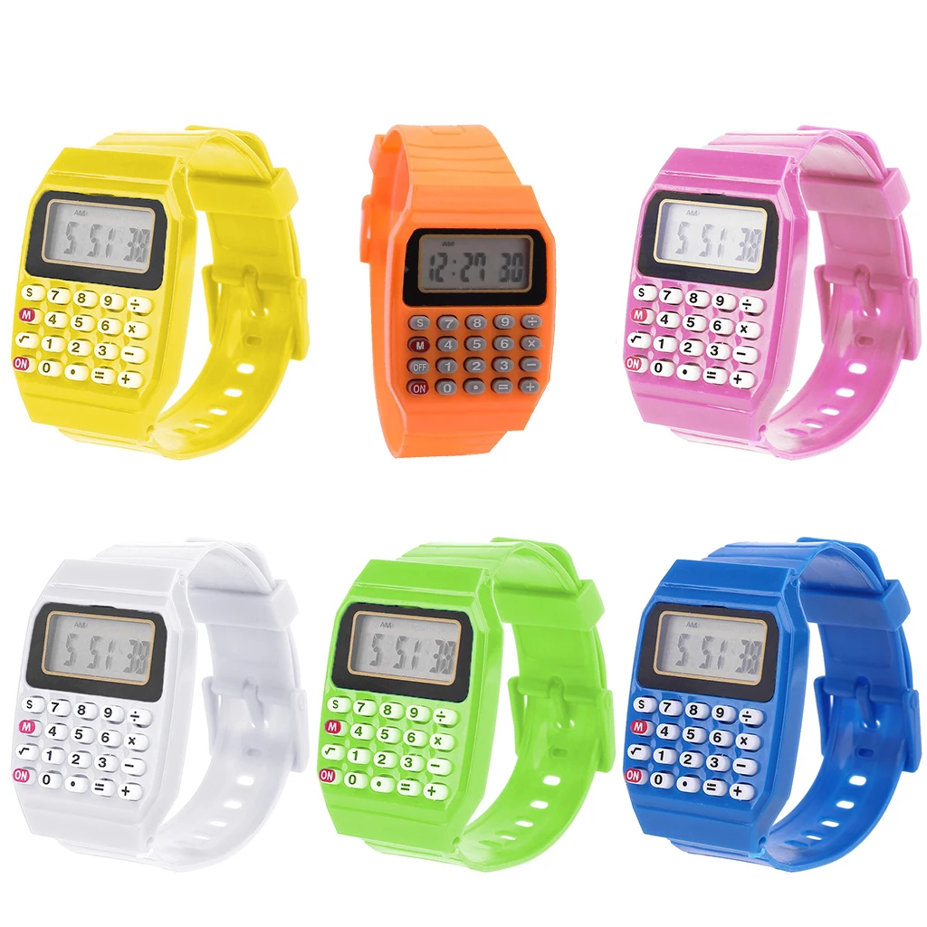 

652F Fad Children Silicone Date Multi-Purpose Kids Electronic Calculator Wrist Watch