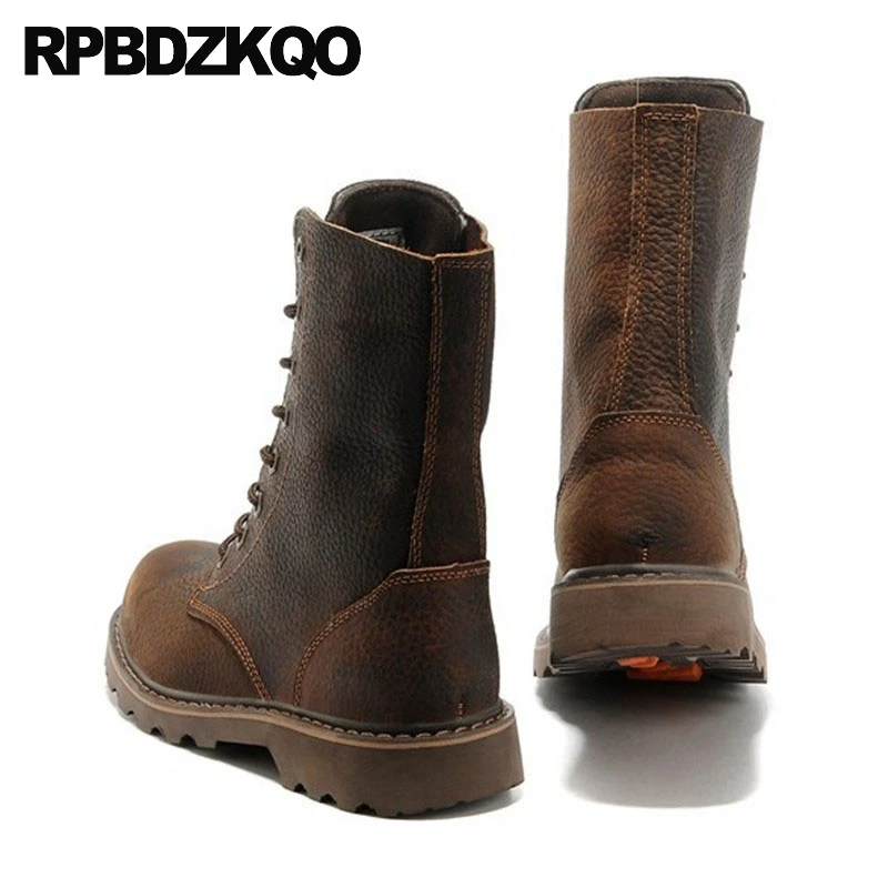 Ботинки мужские из натуральной кожи армейские ботинки до середины икры на