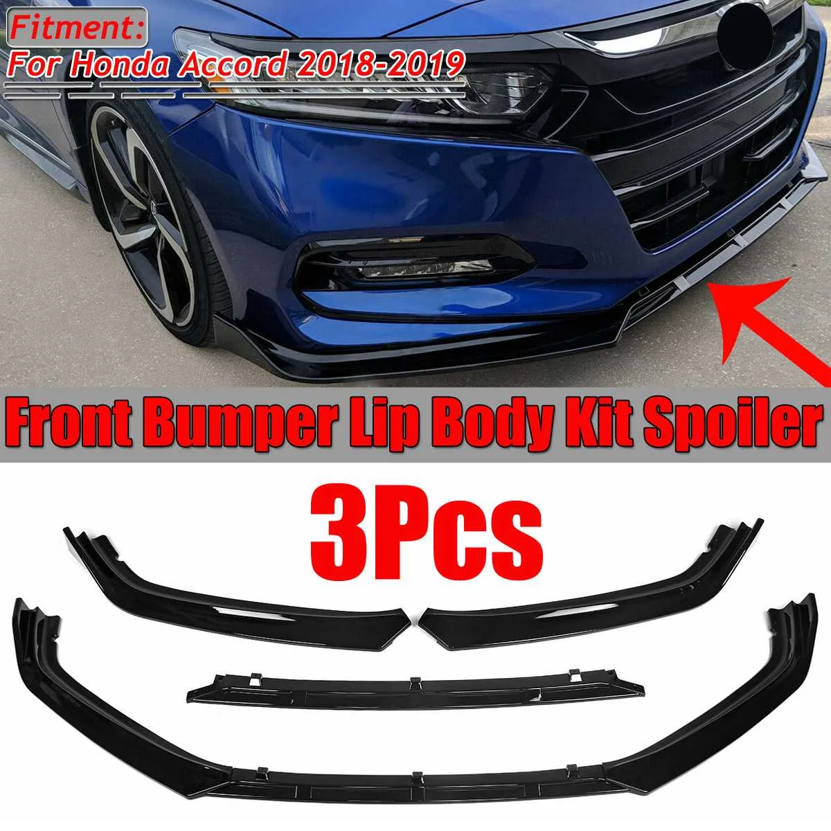 3pcs Car Front Bumper Lip Body Kit Spoiler Diffuser Splitter Guard Lip Protector Cover For Honda For Accord 10TH 2018 2019 2020