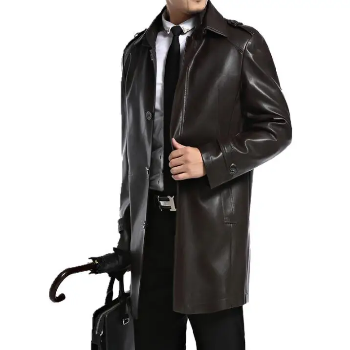 Мужская куртка из натуральной овечьей кожи длинная осенне-зимняя 2020 | одежда