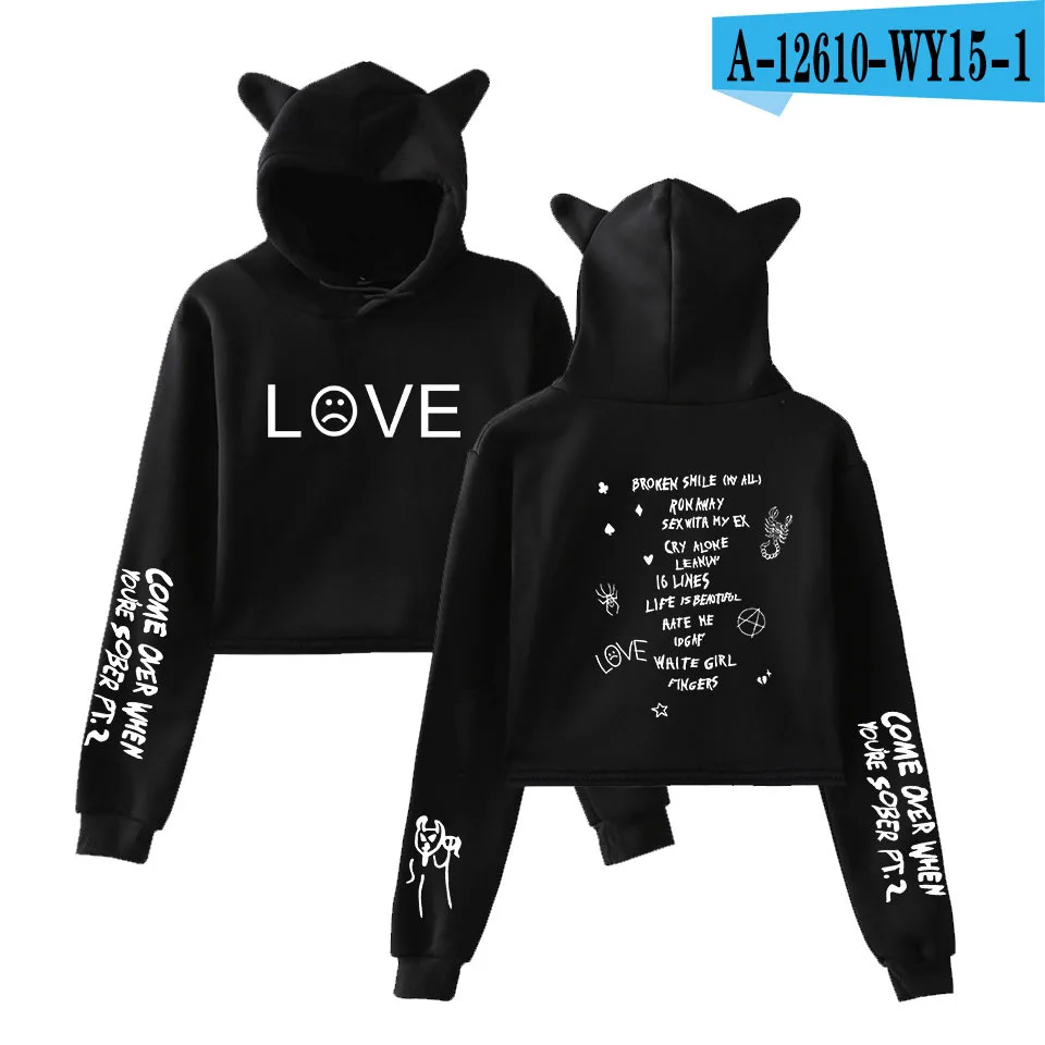 Lil Peep толстовки Love Lil. peep женские свитшоты пуловер с капюшоном кошачьими ушками