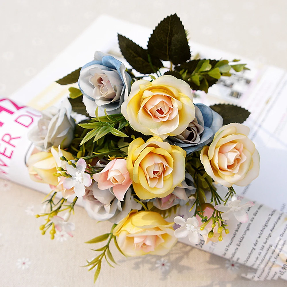 Дворцовый шезлонг Маленькие розы Букет шелк реалистичные искусственные цветы