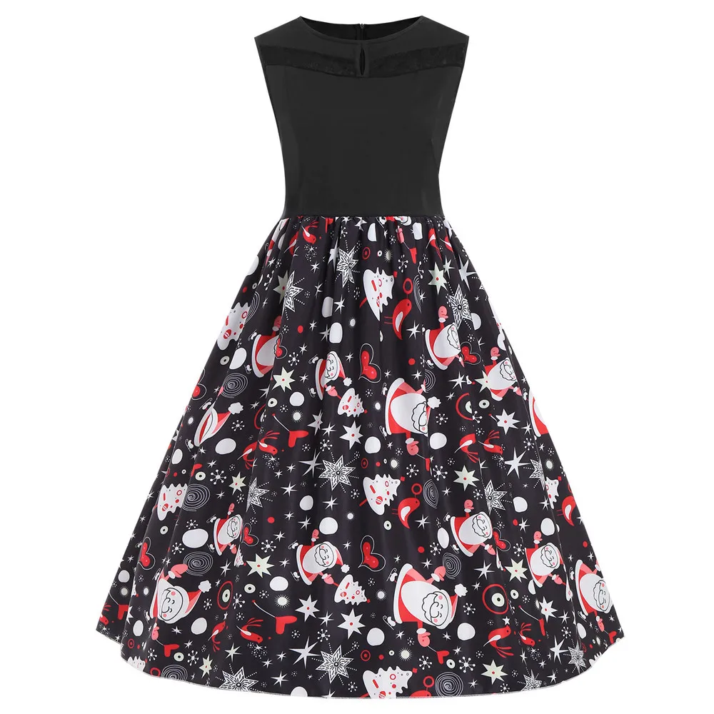 Зимние рождественские платья для женщин 50S 60S винтажный халат качели Pinup