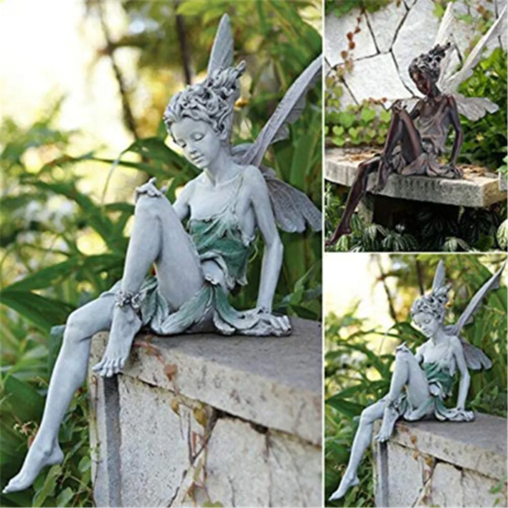 

Садовая статуя Tudor And Turek, сидящая фея, украшение для сада, полимерное ремесло, ландшафтное украшение двора, украшение для дома и улицы, садово...