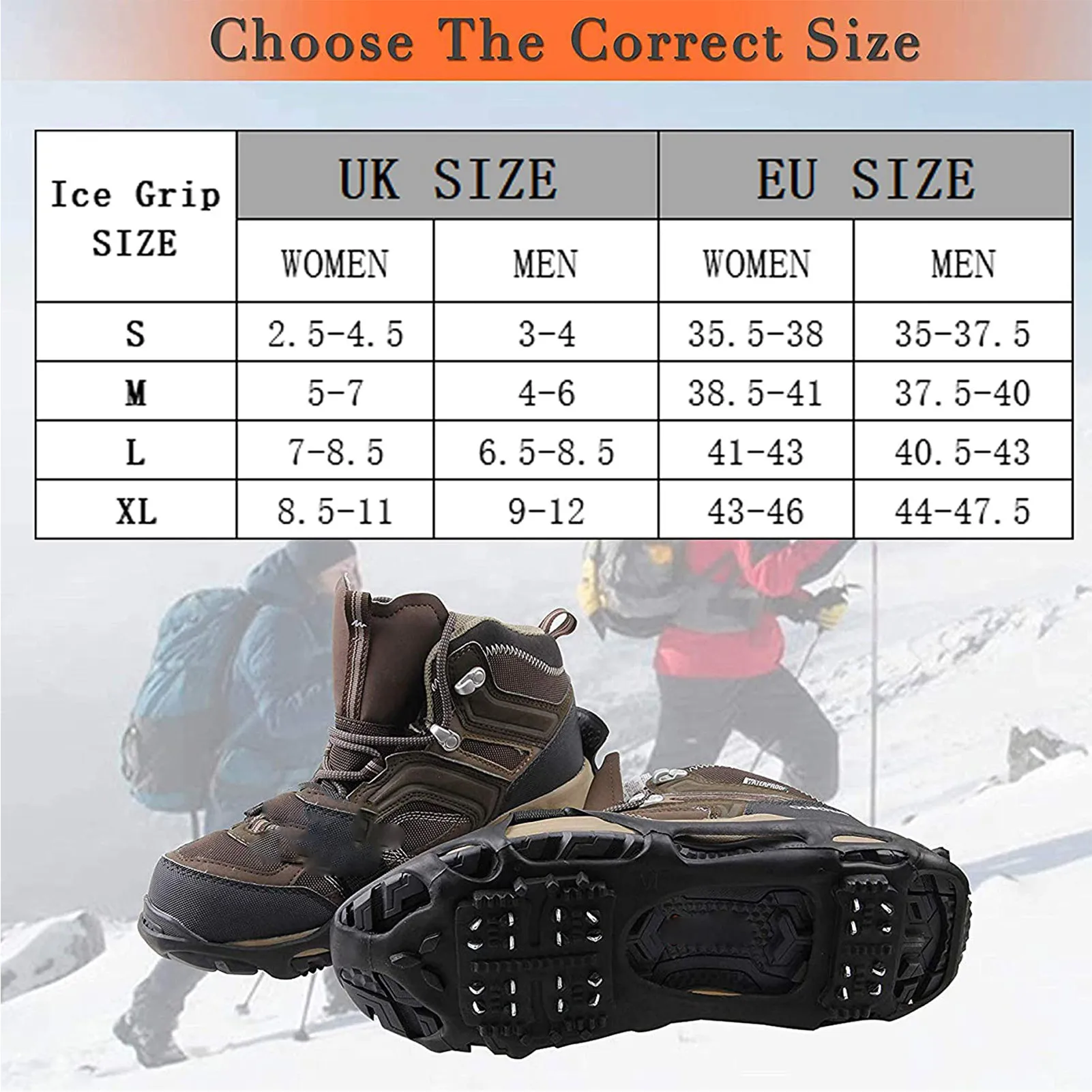 

1 Pair TPE Ice Snow Non-slip Shoe Cover 24 Teeth Climbing Crampon