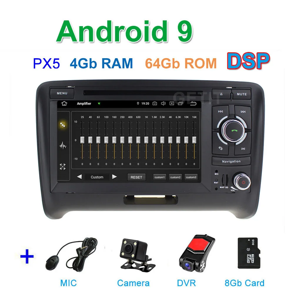 DSP PX5 CAM DVR SD DSP 64G PX6 Android 9 автомобильный DVD видео стерео радиоплеер gps навигация для AUDI TT MK2(2006 - Цвет: DSP PX5 CAM DVR SD