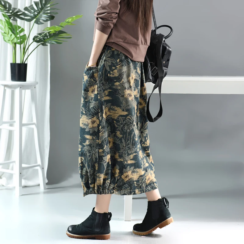 Джинсовые юбки для женщин с цветочным принтом осень 2019 новинка эластичная