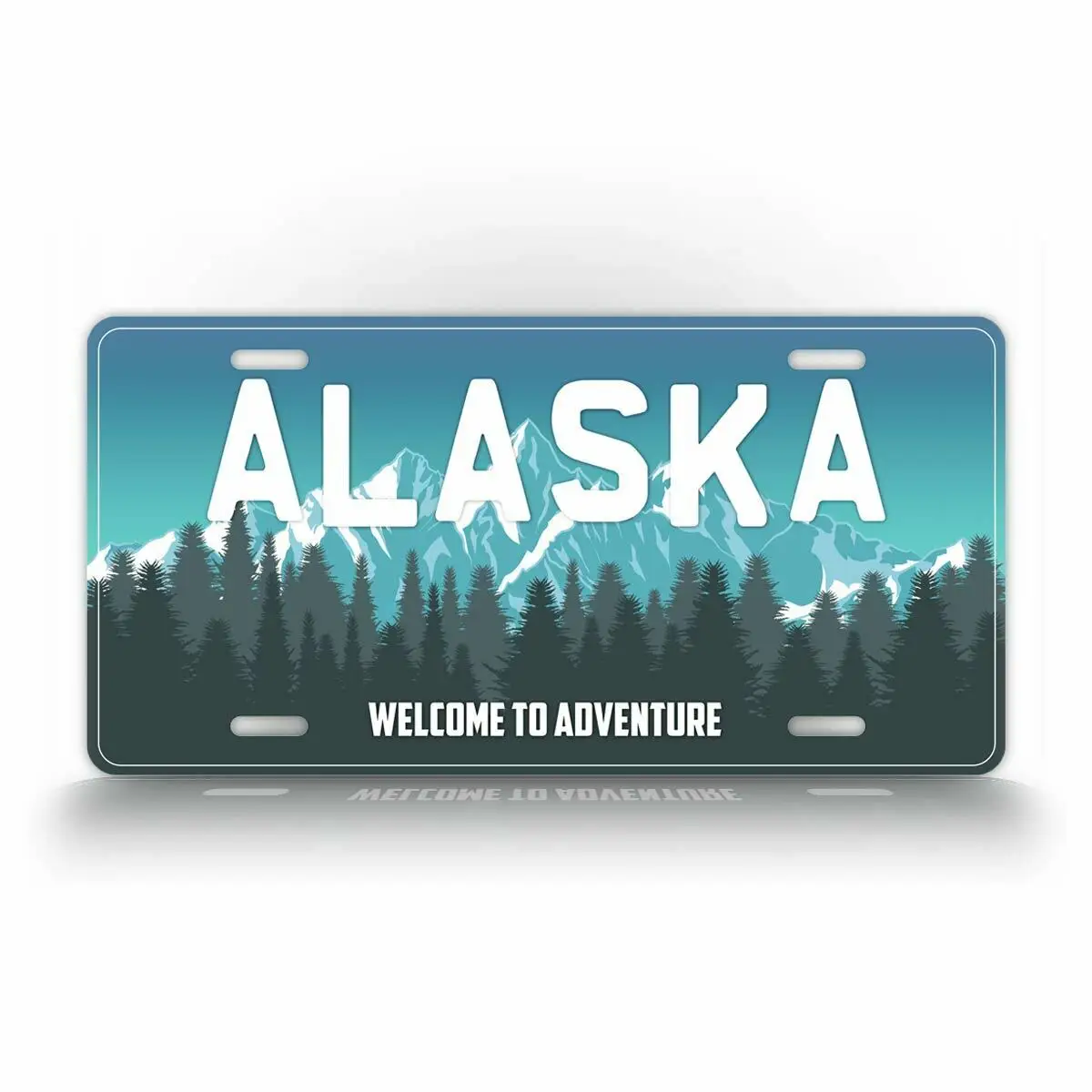 

Alaska Welcome To Adventure License Plate Signs for Garage Bar Pub Club Man Cave Wall Decoration Mountain Scene Sign